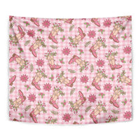 Pink Paniolo Palaka Hawaiian Cowgirl Christmas Tapestry - Polynesian Pride