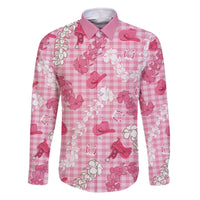 Paniolo Palaka Hawaiian Cowgirl Family Matching Off The Shoulder Long Sleeve Dress and Hawaiian Shirt - Polynesian Pride