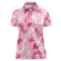 Paniolo Palaka Hawaiian Cowgirl Women Polo Shirt LT9 Female Pink - Polynesian Pride
