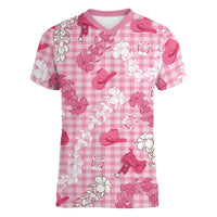 Paniolo Palaka Hawaiian Cowgirl Women V-Neck T-Shirt LT9 Female Pink - Polynesian Pride