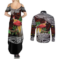Papua New Guinea Christmas Couples Matching Summer Maxi Dress and Long Sleeve Button Shirt - Polynesian Pride
