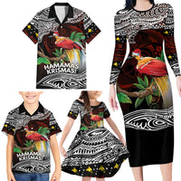 Papua New Guinea Christmas Family Matching Long Sleeve Bodycon Dress and Hawaiian Shirt - Polynesian Pride