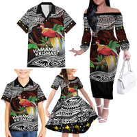 Papua New Guinea Christmas Family Matching Off The Shoulder Long Sleeve Dress and Hawaiian Shirt - Polynesian Pride