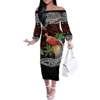 Papua New Guinea Christmas Family Matching Off The Shoulder Long Sleeve Dress and Hawaiian Shirt - Polynesian Pride