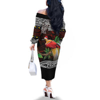 Papua New Guinea Christmas Family Matching Off The Shoulder Long Sleeve Dress and Hawaiian Shirt - Polynesian Pride
