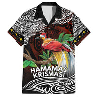 Papua New Guinea Christmas Family Matching Short Sleeve Bodycon Dress and Hawaiian Shirt LT9 Dad's Shirt - Short Sleeve Black - Polynesian Pride