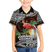 Papua New Guinea Christmas Family Matching Short Sleeve Bodycon Dress and Hawaiian Shirt LT9 Son's Shirt Black - Polynesian Pride