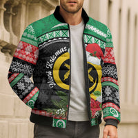 Vanuatu Pig's Tusk Meri Krismas! Bomber Puffer Jacket Vanuatuan Sand Drawing Pattern - Polynesian Pride