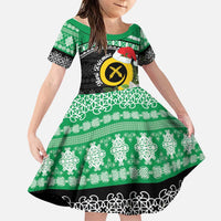 Vanuatu Pig's Tusk Meri Krismas! Family Matching Long Sleeve Bodycon Dress and Hawaiian Shirt Vanuatuan Sand Drawing Pattern - Polynesian Pride