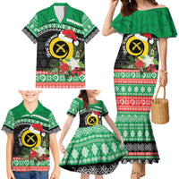 Vanuatu Pig's Tusk Meri Krismas! Family Matching Mermaid Dress and Hawaiian Shirt Vanuatuan Sand Drawing Pattern - Polynesian Pride