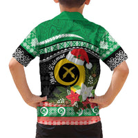 Vanuatu Pig's Tusk Meri Krismas! Family Matching Off Shoulder Short Dress and Hawaiian Shirt Vanuatuan Sand Drawing Pattern - Polynesian Pride