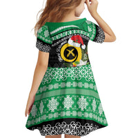 Vanuatu Pig's Tusk Meri Krismas! Family Matching Off Shoulder Short Dress and Hawaiian Shirt Vanuatuan Sand Drawing Pattern - Polynesian Pride