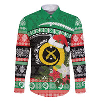 Vanuatu Pig's Tusk Meri Krismas! Family Matching Off Shoulder Short Dress and Hawaiian Shirt Vanuatuan Sand Drawing Pattern - Polynesian Pride