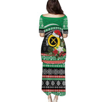 Vanuatu Pig's Tusk Meri Krismas! Family Matching Puletasi and Hawaiian Shirt Vanuatuan Sand Drawing Pattern - Polynesian Pride