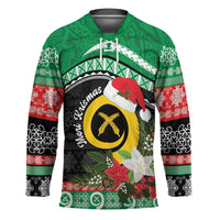 Vanuatu Pig's Tusk Meri Krismas! Hockey Jersey Vanuatuan Sand Drawing Pattern - Polynesian Pride
