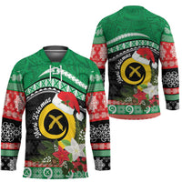 Vanuatu Pig's Tusk Meri Krismas! Hockey Jersey Vanuatuan Sand Drawing Pattern - Polynesian Pride