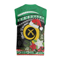 Vanuatu Pig's Tusk Meri Krismas! Christmas Knitted V-Neck Vest Vanuatuan Sand Drawing Pattern - Polynesian Pride
