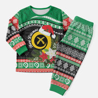 Vanuatu Pig's Tusk Meri Krismas! Christmas Pajama Set Vanuatuan Sand Drawing Pattern - Polynesian Pride