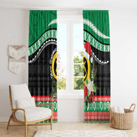 Vanuatu Pig's Tusk Meri Krismas! Window Curtain Vanuatuan Sand Drawing Pattern - Polynesian Pride