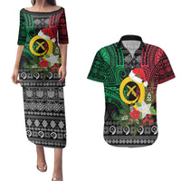 Vanuatu Pig's Tusk Meri Krismas! Couples Matching Puletasi and Hawaiian Shirt Vanuatuan Ancient Art Spirit - Polynesian Pride