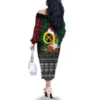 Vanuatu Pig's Tusk Meri Krismas! Family Matching Off The Shoulder Long Sleeve Dress and Hawaiian Shirt Vanuatuan Ancient Art Spirit - Polynesian Pride