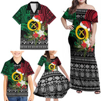 Vanuatu Pig's Tusk Meri Krismas! Family Matching Off Shoulder Maxi Dress and Hawaiian Shirt Vanuatuan Ancient Art Spirit - Polynesian Pride