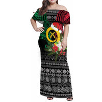 Vanuatu Pig's Tusk Meri Krismas! Family Matching Off Shoulder Maxi Dress and Hawaiian Shirt Vanuatuan Ancient Art Spirit - Polynesian Pride