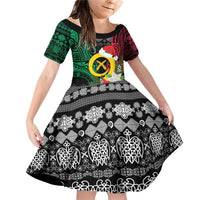 Vanuatu Pig's Tusk Meri Krismas! Family Matching Off Shoulder Short Dress and Hawaiian Shirt Vanuatuan Ancient Art Spirit - Polynesian Pride