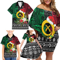 Vanuatu Pig's Tusk Meri Krismas! Family Matching Off Shoulder Short Dress and Hawaiian Shirt Vanuatuan Ancient Art Spirit - Polynesian Pride