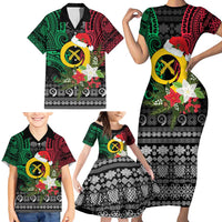 Vanuatu Pig's Tusk Meri Krismas! Family Matching Short Sleeve Bodycon Dress and Hawaiian Shirt Vanuatuan Ancient Art Spirit - Polynesian Pride