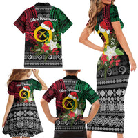 Vanuatu Pig's Tusk Meri Krismas! Family Matching Short Sleeve Bodycon Dress and Hawaiian Shirt Vanuatuan Ancient Art Spirit - Polynesian Pride