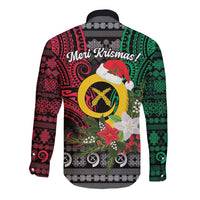 Vanuatu Pig's Tusk Meri Krismas! Long Sleeve Button Shirt Vanuatuan Ancient Art Spirit - Polynesian Pride