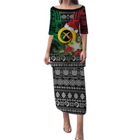 Vanuatu Pig's Tusk Meri Krismas! Puletasi Vanuatuan Ancient Art Spirit LT9 Long Dress Black - Polynesian Pride