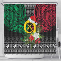 Vanuatu Pig's Tusk Meri Krismas! Shower Curtain Vanuatuan Ancient Art Spirit - Polynesian Pride