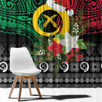 Vanuatu Pig's Tusk Meri Krismas! Window Curtain Vanuatuan Ancient Art Spirit - Polynesian Pride