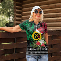 Vanuatu Pig's Tusk Meri Krismas! Women Polo Shirt Vanuatuan Ancient Art Spirit - Polynesian Pride