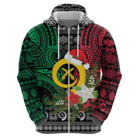 Vanuatu Pig's Tusk Meri Krismas! Zip Hoodie Vanuatuan Ancient Art Spirit - Polynesian Pride
