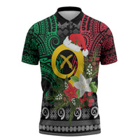 Vanuatu Pig's Tusk Meri Krismas! Zipper Polo Shirt Vanuatuan Ancient Art Spirit - Polynesian Pride