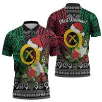 Vanuatu Pig's Tusk Meri Krismas! Zipper Polo Shirt Vanuatuan Ancient Art Spirit - Polynesian Pride