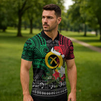 Vanuatu Pig's Tusk Meri Krismas! Zipper Polo Shirt Vanuatuan Ancient Art Spirit - Polynesian Pride