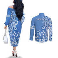 Kosrae Constitution Day Personalised Couples Matching Off The Shoulder Long Sleeve Dress and Long Sleeve Button Shirt Kusaie Hook Tattoo Special Polynesian Pattern LT9 - Polynesian Pride