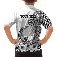 Ia Orana Tahiti Personalised Family Matching Short Sleeve Bodycon Dress and Hawaiian Shirt French Polynesia Hook Tattoo Special White Color LT9
