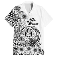 Ia Orana Tahiti Personalised Family Matching Short Sleeve Bodycon Dress and Hawaiian Shirt French Polynesia Hook Tattoo Special White Color LT9