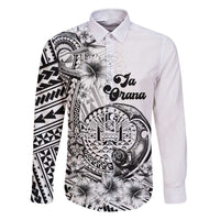 Ia Orana Tahiti Personalised Family Matching Short Sleeve Bodycon Dress and Hawaiian Shirt French Polynesia Hook Tattoo Special White Color LT9