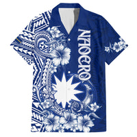 Nauru Independence Personalised Family Matching Tank Maxi Dress and Hawaiian Shirt Naoero Hook Tattoo Special Polynesian Pattern LT9 Dad's Shirt - Short Sleeve Blue - Polynesian Pride