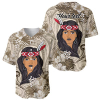 Personalized New Zealand Women's Day Baseball Jersey Maori Girl Feathers of Hope - Beige LT9 - Polynesian Pride