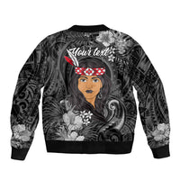 New Zealand Custom Women's Day Bomber Jacket Maori Girl Feathers of Hope - Black LT9 - Polynesian Pride