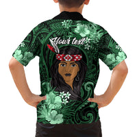 New Zealand Custom Women's Day Family Matching Short Sleeve Bodycon Dress and Hawaiian Shirt Maori Girl Feathers of Hope - Green LT9 - Polynesian Pride