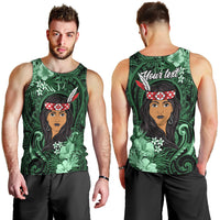 New Zealand Custom Women's Day Men Tank Top Maori Girl Feathers of Hope - Green LT9 - Polynesian Pride