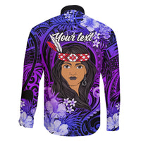 New Zealand Custom Women's Day Family Matching Short Sleeve Bodycon Dress and Hawaiian Shirt Maori Girl Feathers of Hope - Purple LT9 - Polynesian Pride